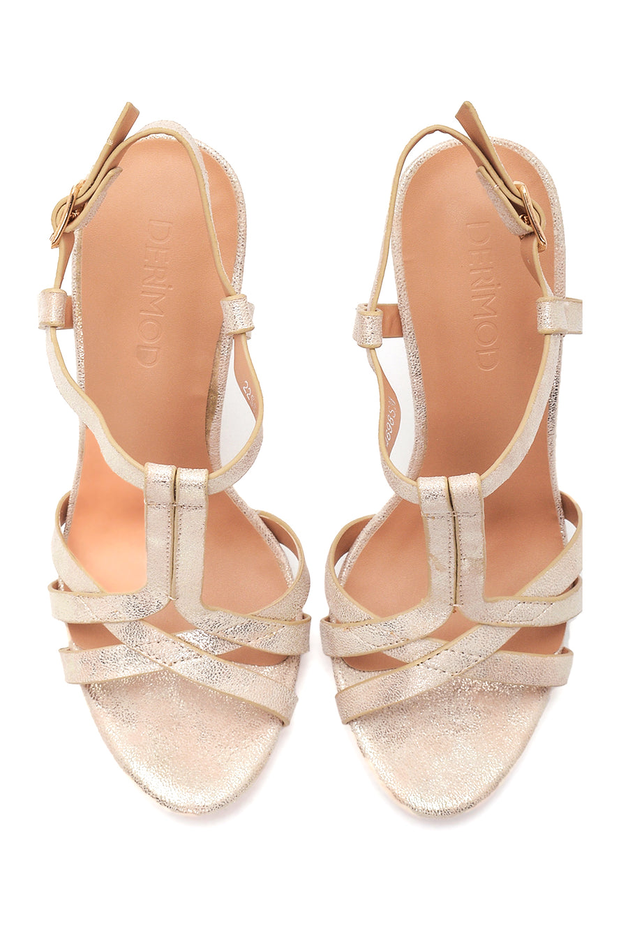 Women's Gold Silvery Heeled Sandals