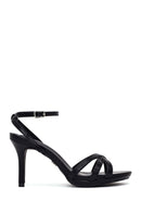 Woman Black Ankle-Buckle Thin-Heeled Sandal | Derimod