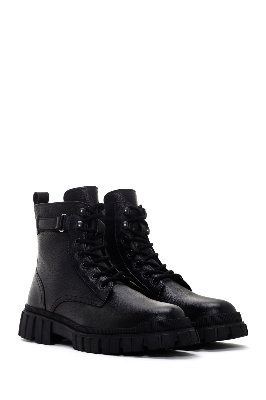 Men's Black Zippered Leather Casual Boots