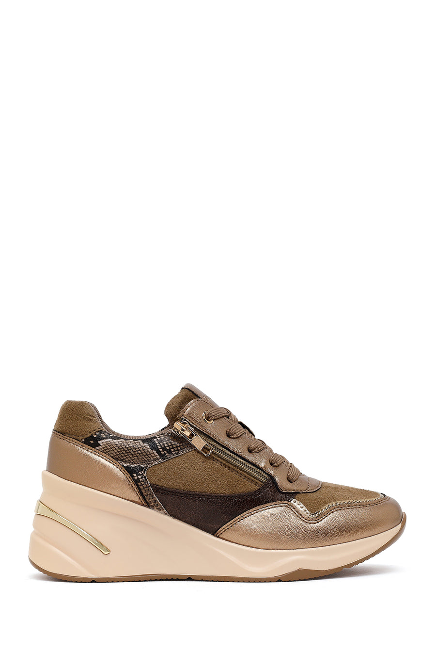 Woman Mink Lace-Up Wedge Sneaker AF575001SK | Derimod