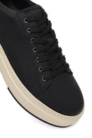 Male Black Lace-Up Thick-Soled Leather Sneaker | Derimod