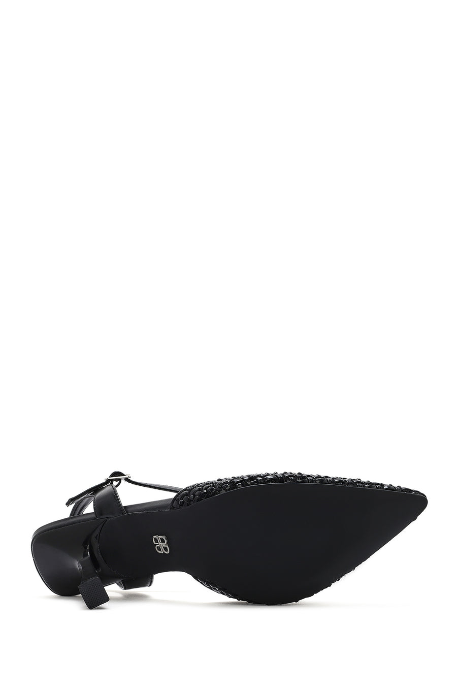 Women's Black Ankle Buckle Braided Thin Heeled Shoes