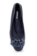 Women's Leather Bead Detailed Ballerinas | Derimod