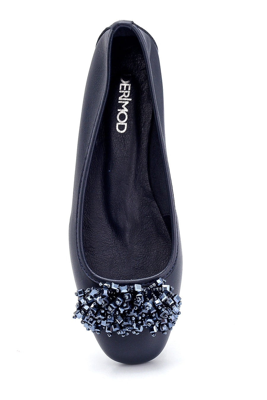 Women's Leather Bead Detailed Ballerinas