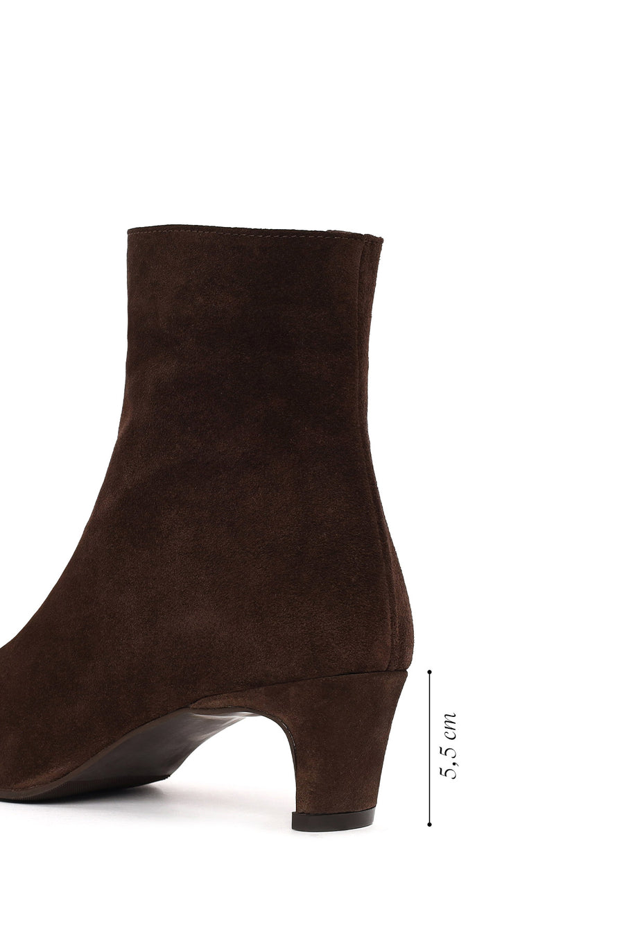 Woman Brown Zip Closure Chunky-Heeled Suede Leather Boots