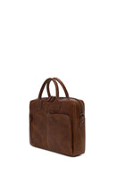 Male Brown Long Strap Leather Briefcase | Derimod
