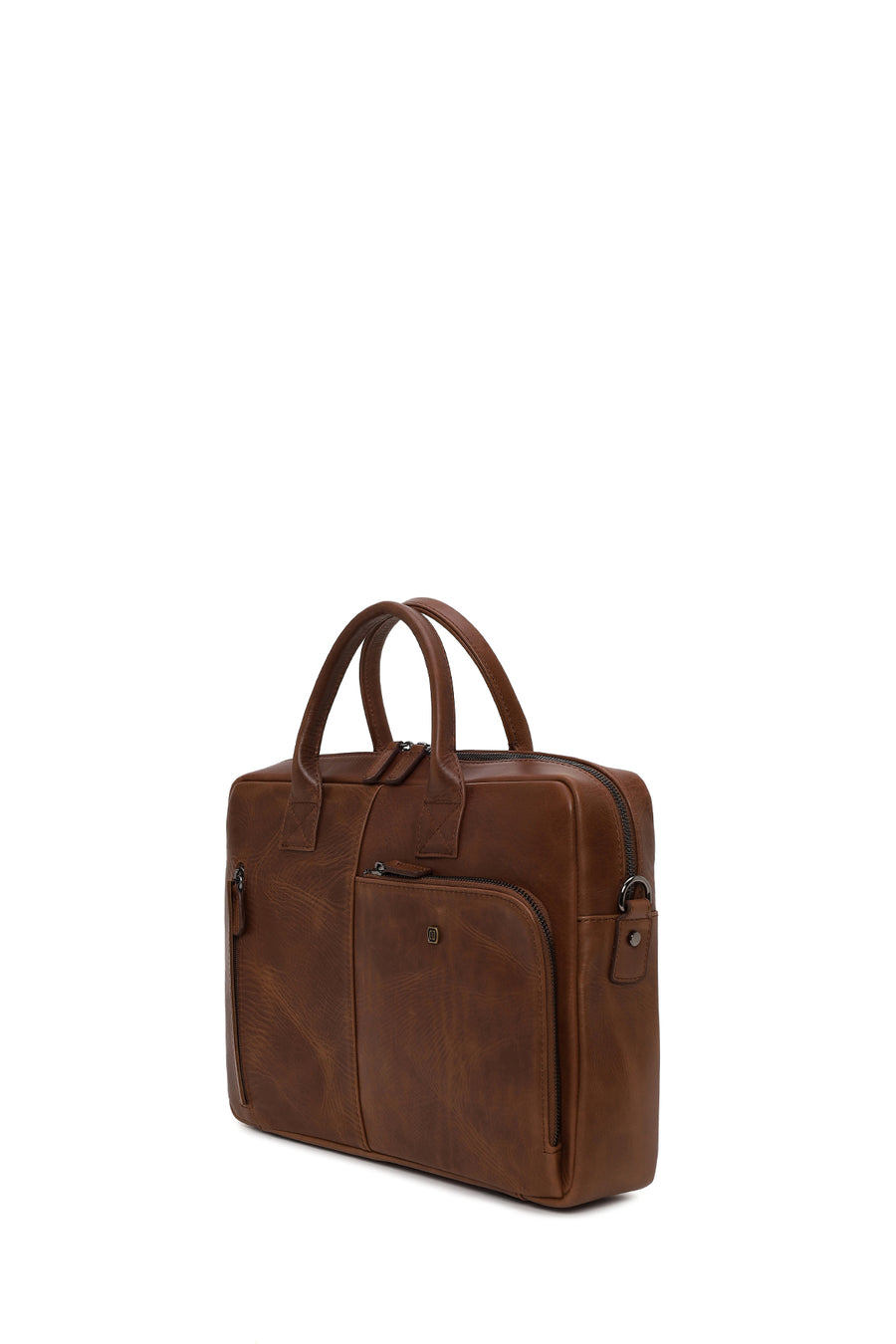 Male Brown Long Strap Leather Briefcase