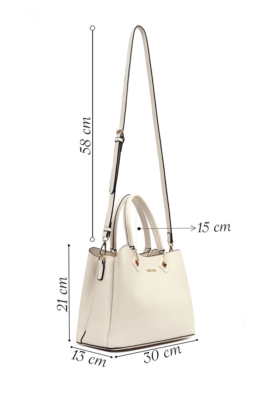 Women's Cream Long Strap Shoulder Bag