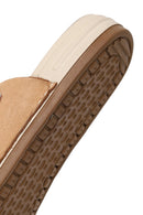 Woman Beige Strappy Nubuck Leather Slipper | Derimod