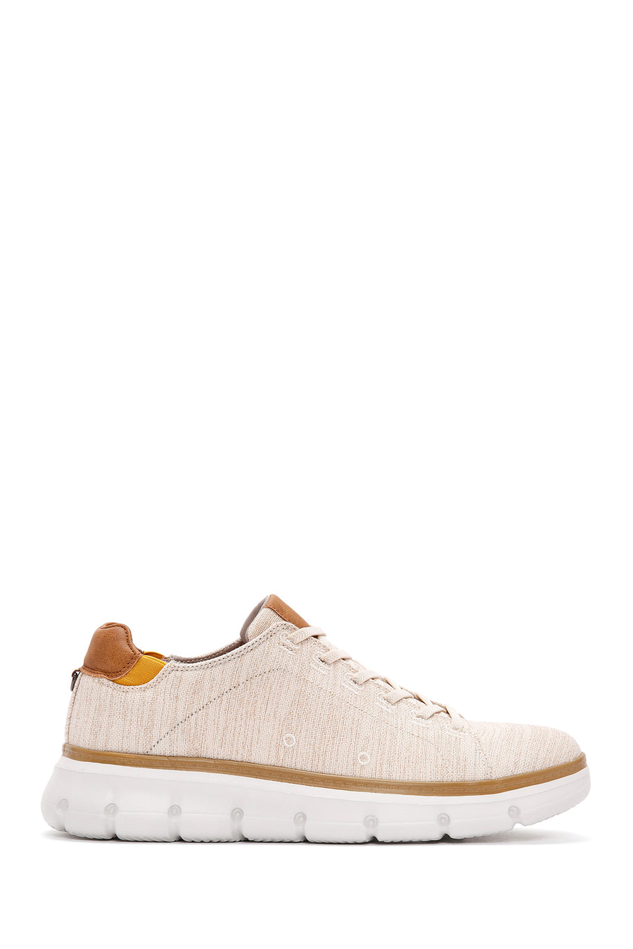 Erkek Bej Bağcıklı Kalın Tabanlı Kumaş Sneaker 24SFD69386F | Derimod