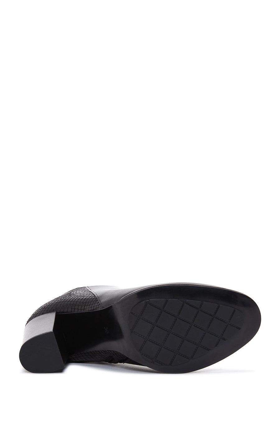Women's Black Zippered Classic Heeled Boots