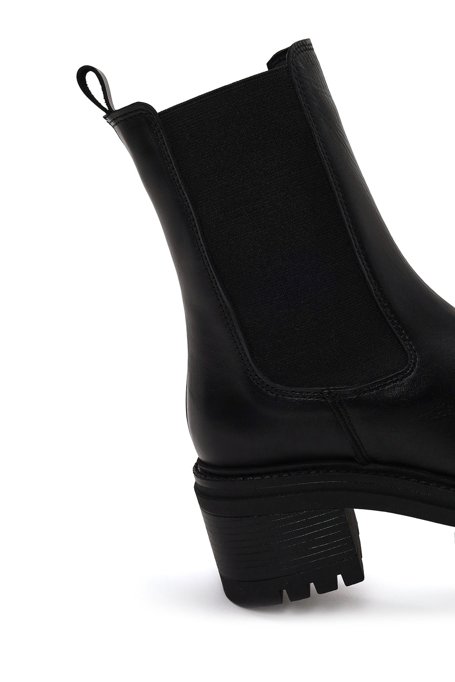 Kadın Siyah Kalın Topuklu Deri Chelsea Bot