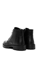 Male Black Zip Closure Leather Casual Boots | Derimod