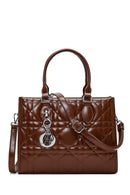 Woman Brown Long-Strap Quilted Classic Shoulder Bag | Derimod