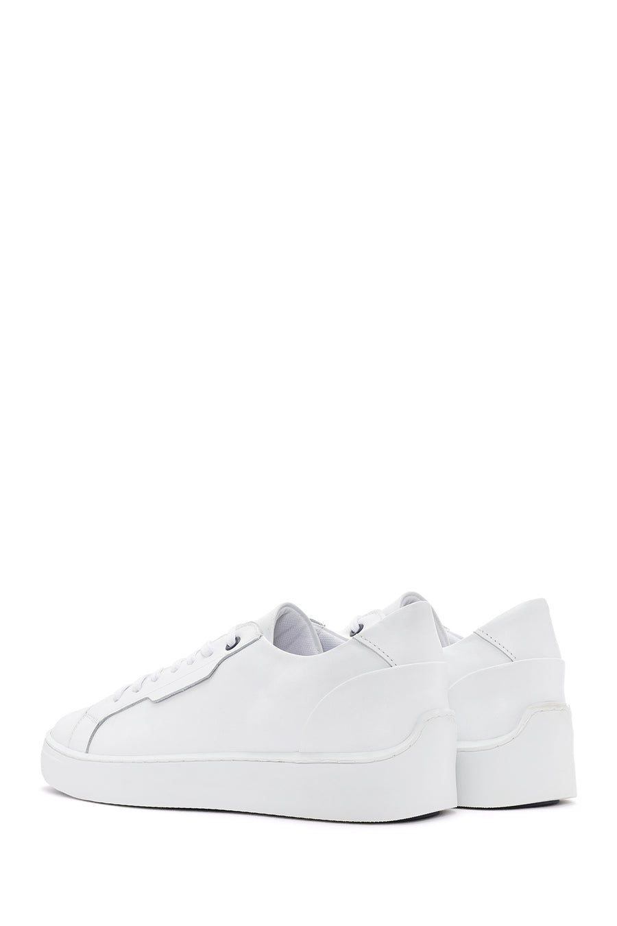 Erkek Beyaz Bağcıklı Deri Sneaker