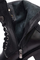 Women's Black Zippered Lace-Up Leather Ankle Boots | Derimod