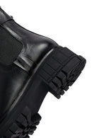 Woman Black Thick Sole Leather Chelsea Boots | Derimod