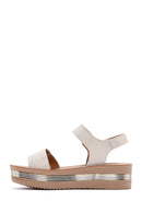 Women's Gold Ankle Strap Thick Soled Metallic Sandals | Derimod