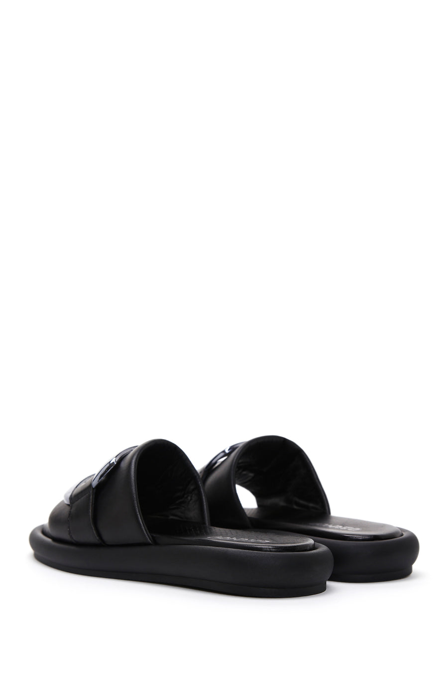 Women's Black Leather Comfort Slippers