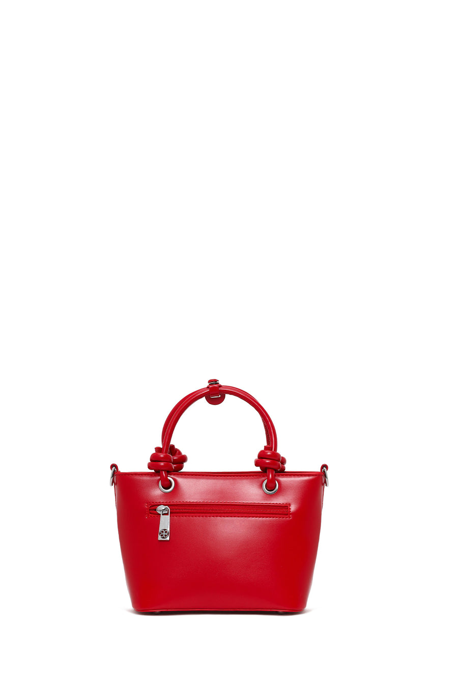 Woman Red Long-Strap Knitted Mini Shoulder Bag