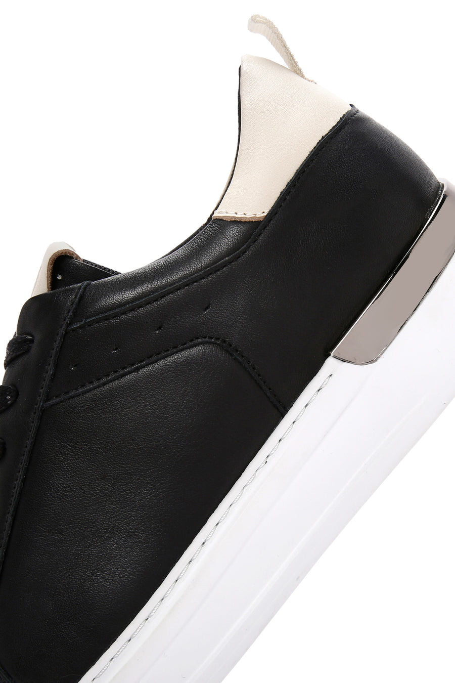 Erkek Siyah Bağcıklı Deri Sneaker