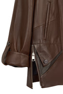 Selia Woman Brown Hooded Leather Coat | Derimod