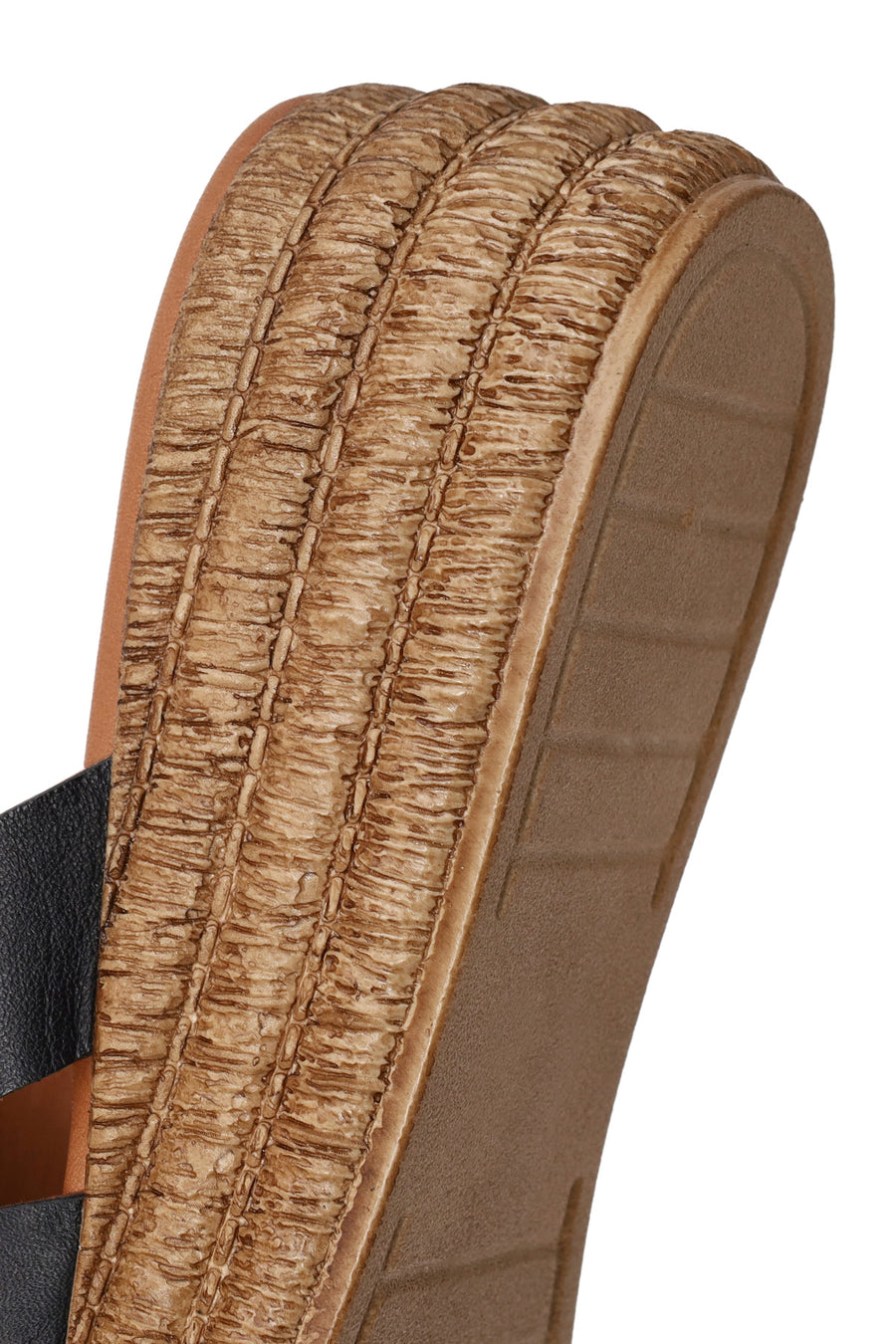 Woman Black Wedge Heeled Leather Slipper