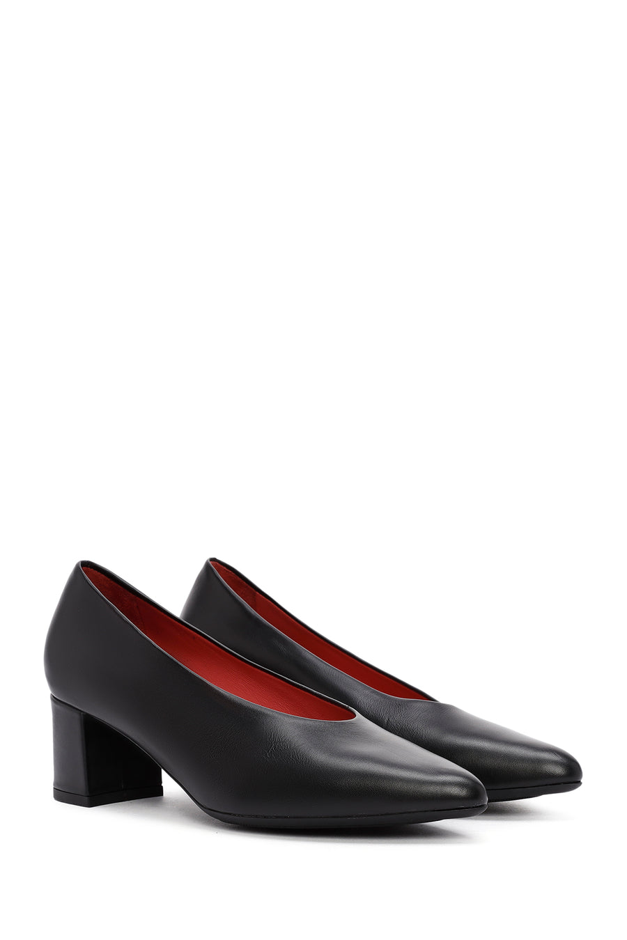 Derimod Gritti Women's Black Thick Heeled Leather Shoes
