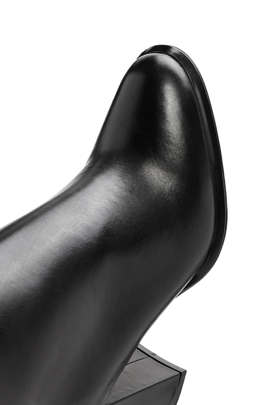 Women's Black High Thick Heel Leather Boots