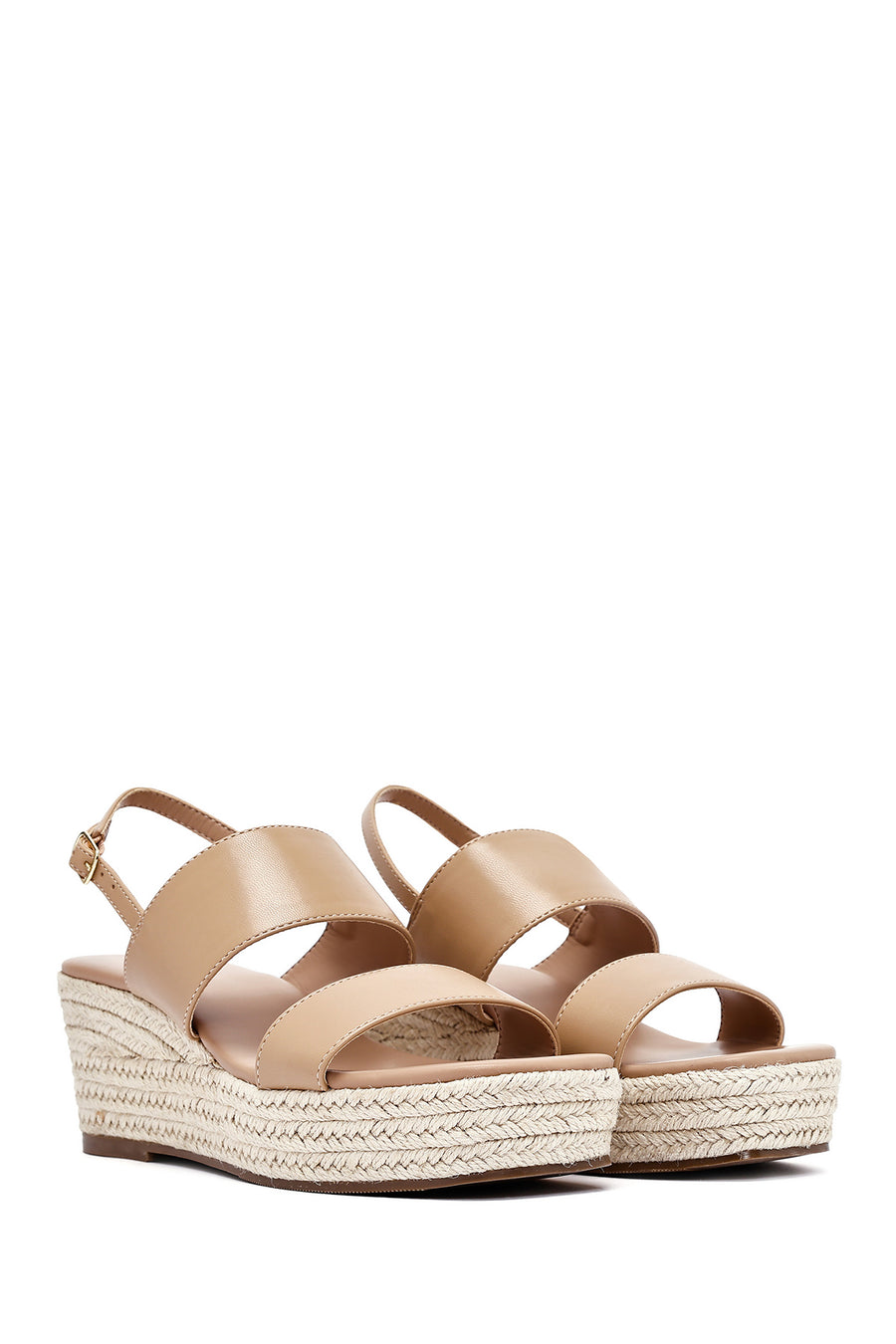 Women's Mink Ankle Buckle Wedge Heel Espadrille Sandals