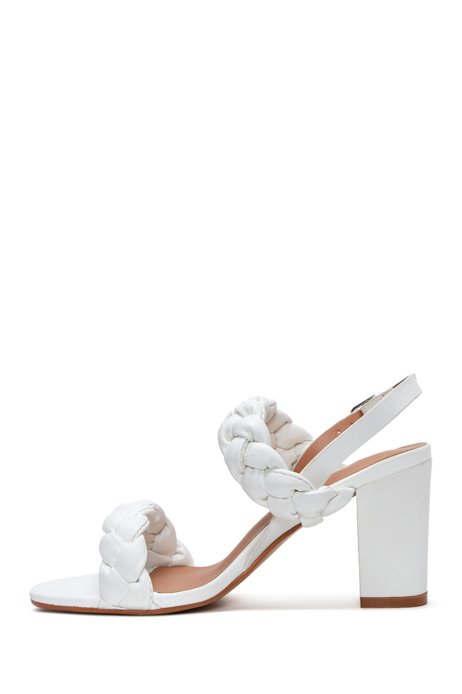 Women's White Thick Heeled Sandals