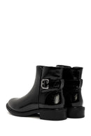 Woman Black Zippered Patent Leather Boots | Derimod
