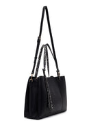 Woman Black Long-Strap Patterned Shoulder Bag | Derimod