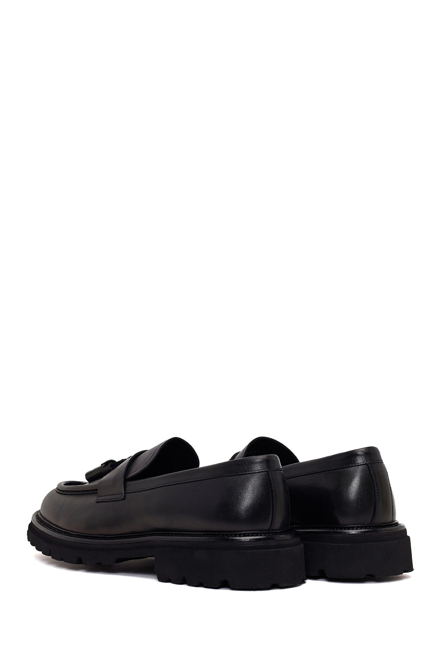 Erkek Siyah Püsküllü Deri Casual Loafer