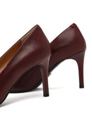 Women's Burgundy Thin Heeled Leather Stiletto | Derimod