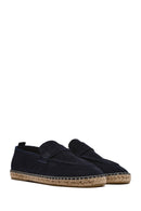 Men's Navy Blue Suede Leather Espadrille | Derimod