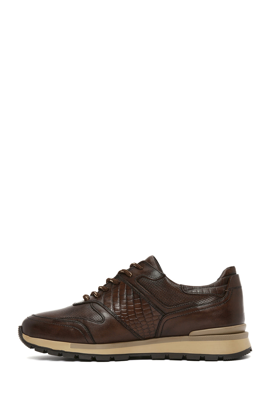 Men's Brown Lace-Up Leather Casual Sneaker