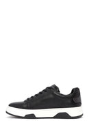 Men's Black Lace-up Thick-Sole Leather Sneaker | Derimod