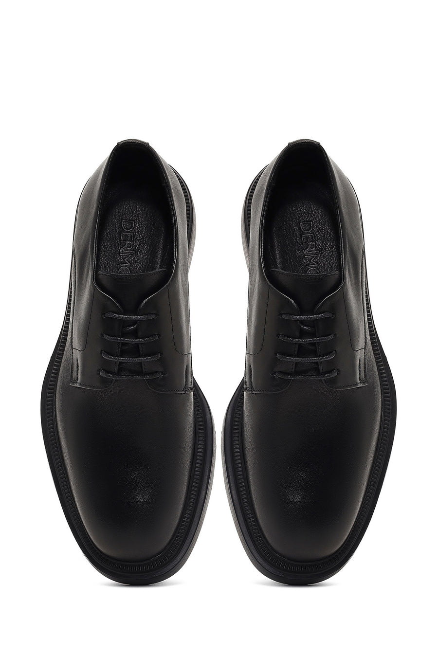 Men's Black Lace-Up Thick-Soled Leather Casual Shoe