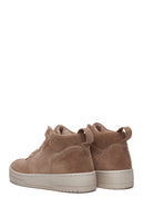 Women's Beige Suede Leather High Top Sneaker | Derimod