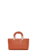 Women's Orange Long Strap Quilted Mini Handbag | Derimod