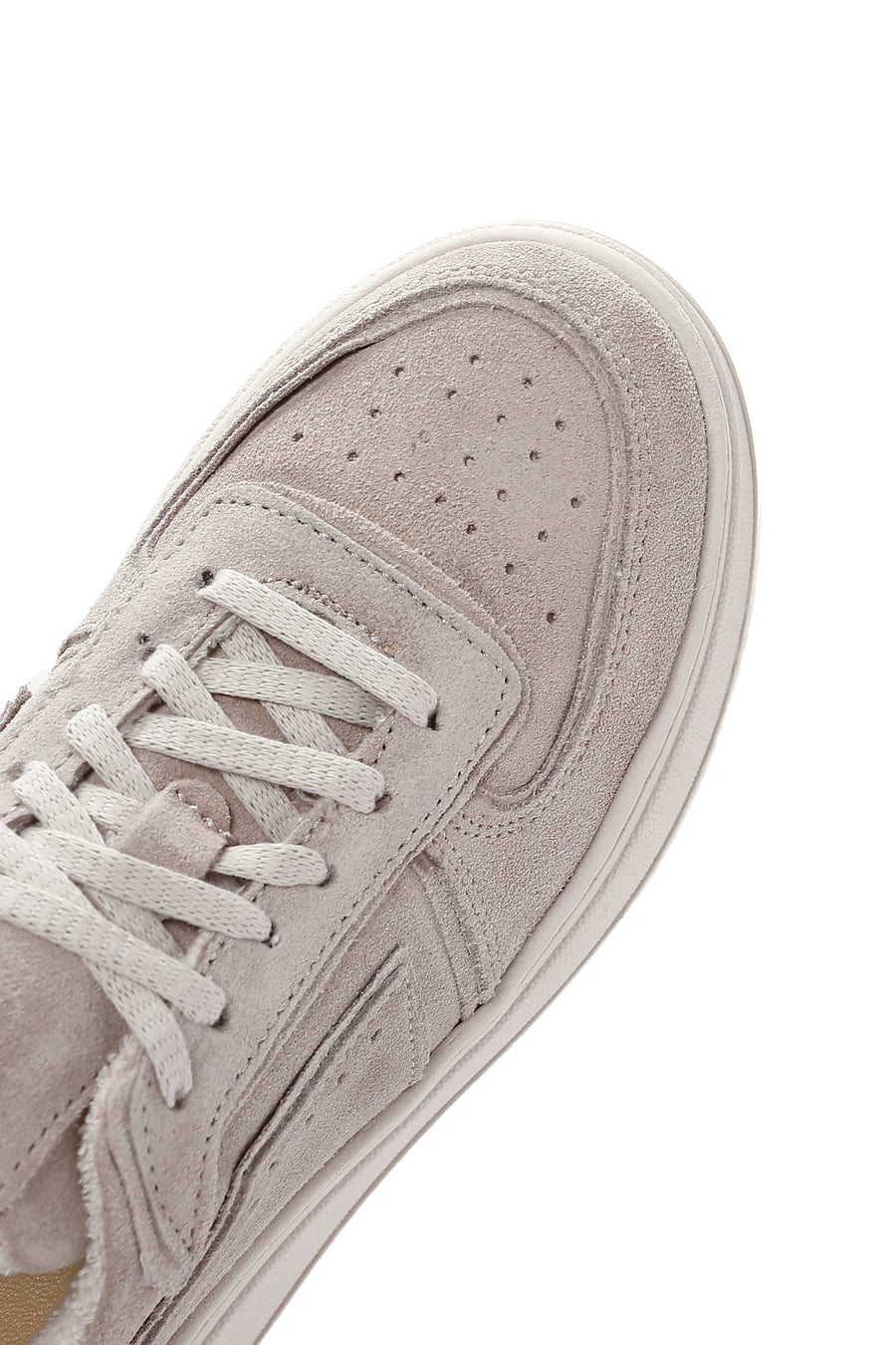 Women's Beige Thick Soled Nubuck Leather Sneaker