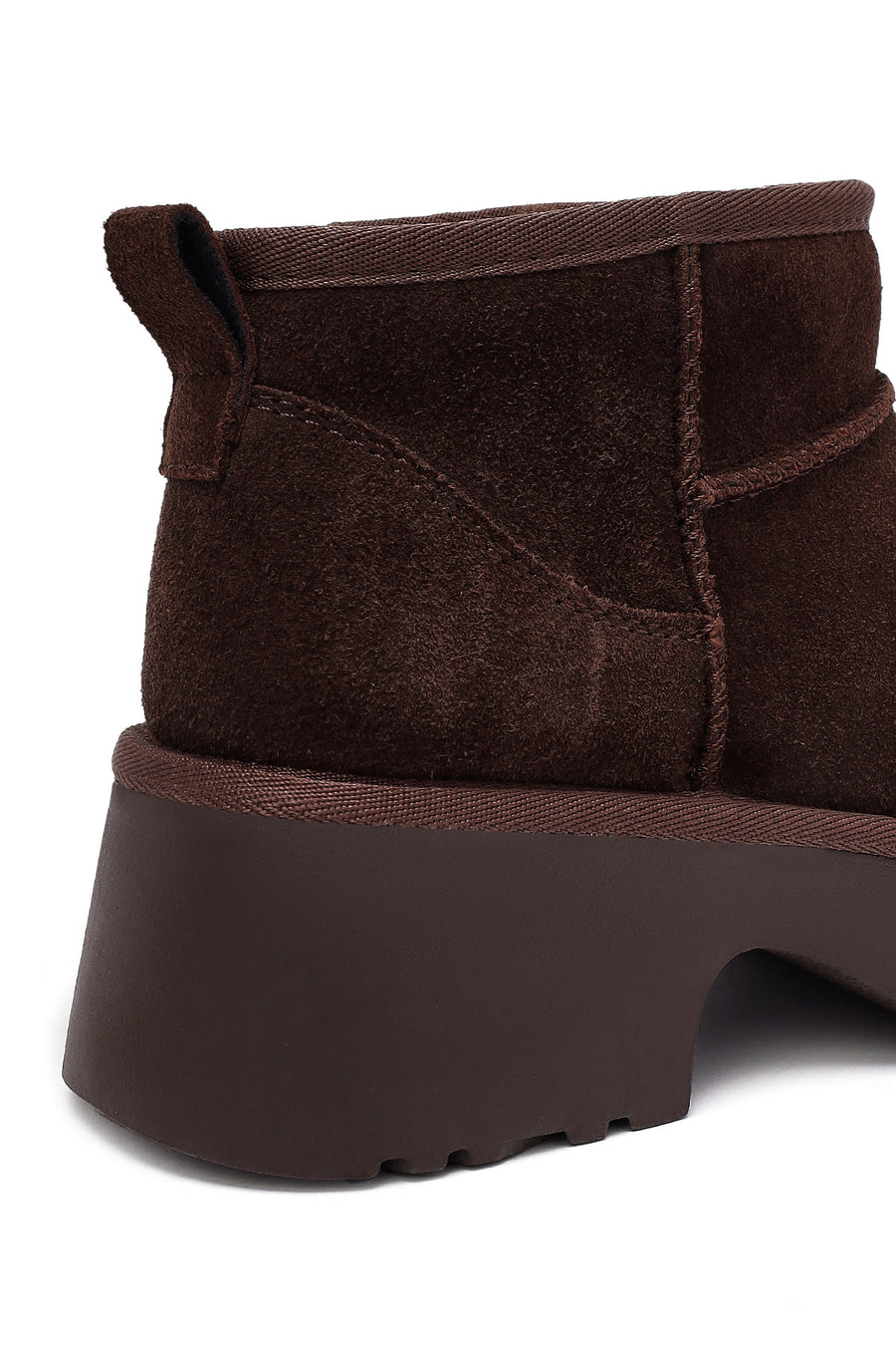 Woman Brown Thick-Soled Fur-Lined Suede Teddy Boots