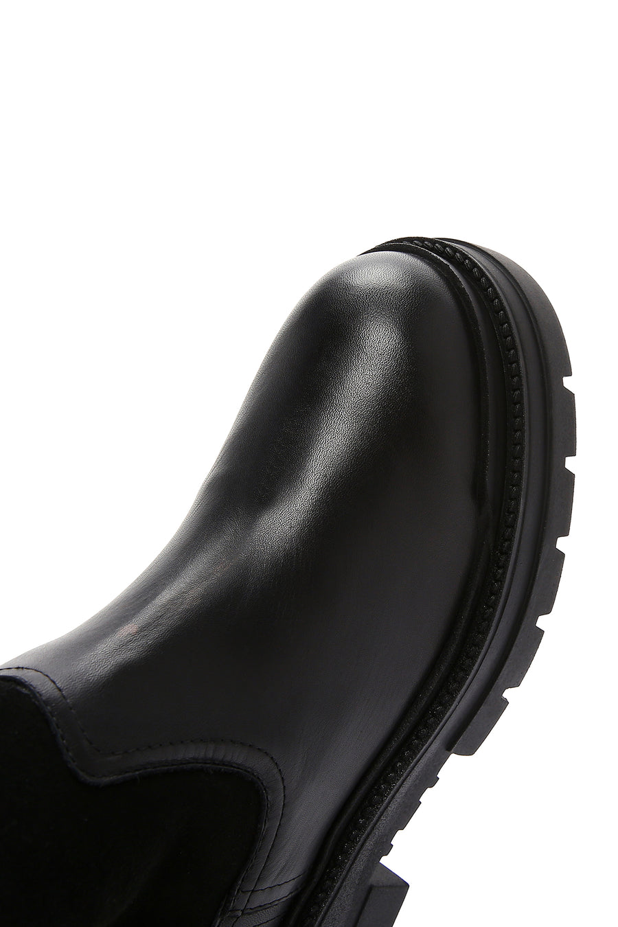 Women's Black Leather Chelsea Boots with Fur Inside