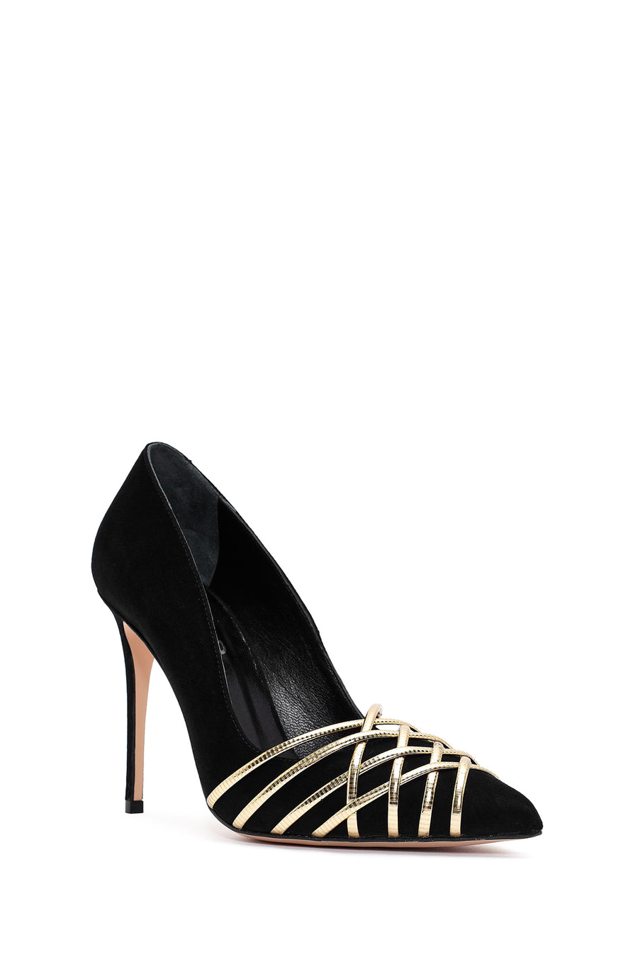 Women's Black Thin Heel Suede Leather Stiletto