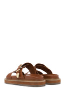 Women's Tan Buckled Slippers | Derimod