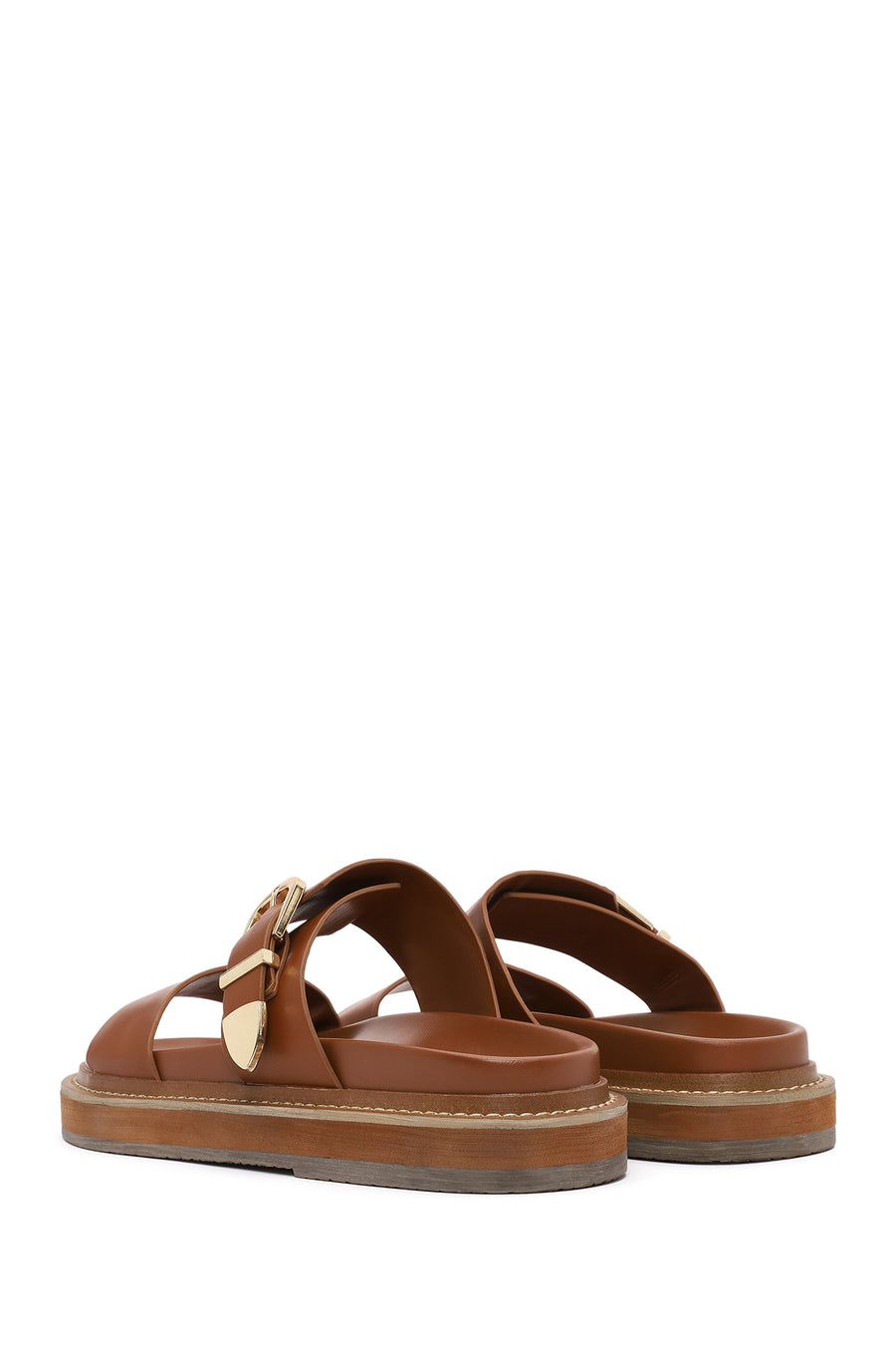 Women's Tan Buckled Slippers