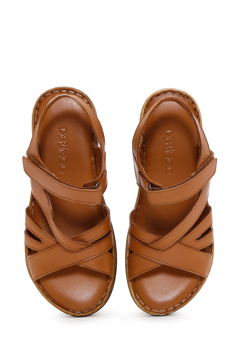 Kadın Taba Deri Comfort Sandalet