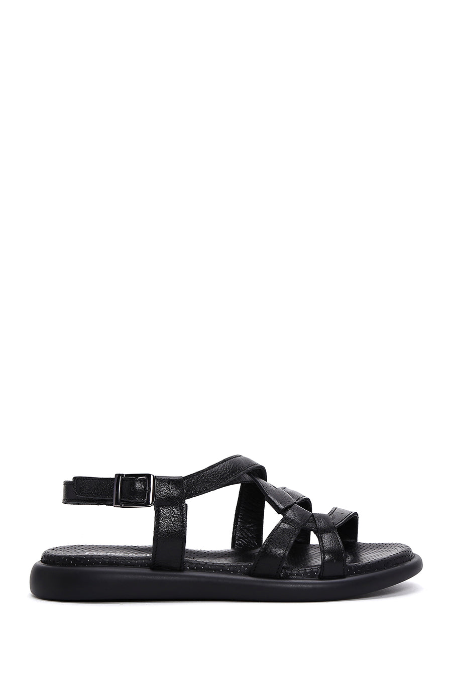 Women's Black Ankle Strap Leather Sandals 25SFD360518 | Derimod