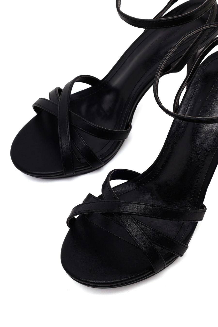 Woman Black Ankle-Buckle Thin-Heeled Sandal